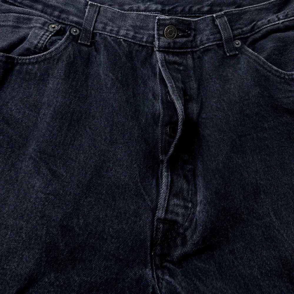 Levis Men 501 Original Fit Button Fly Straight Leg Jeans Size 38x28 Black Cotton